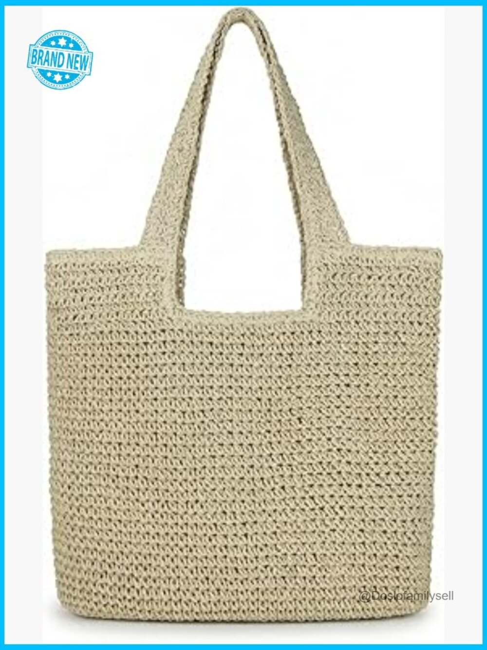 Handwoven Straw Tote Bag Large Zip Closure Beach Vacation Boho Lightweight
